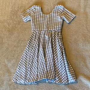 Blue and White Checkered Remie Girl Dress